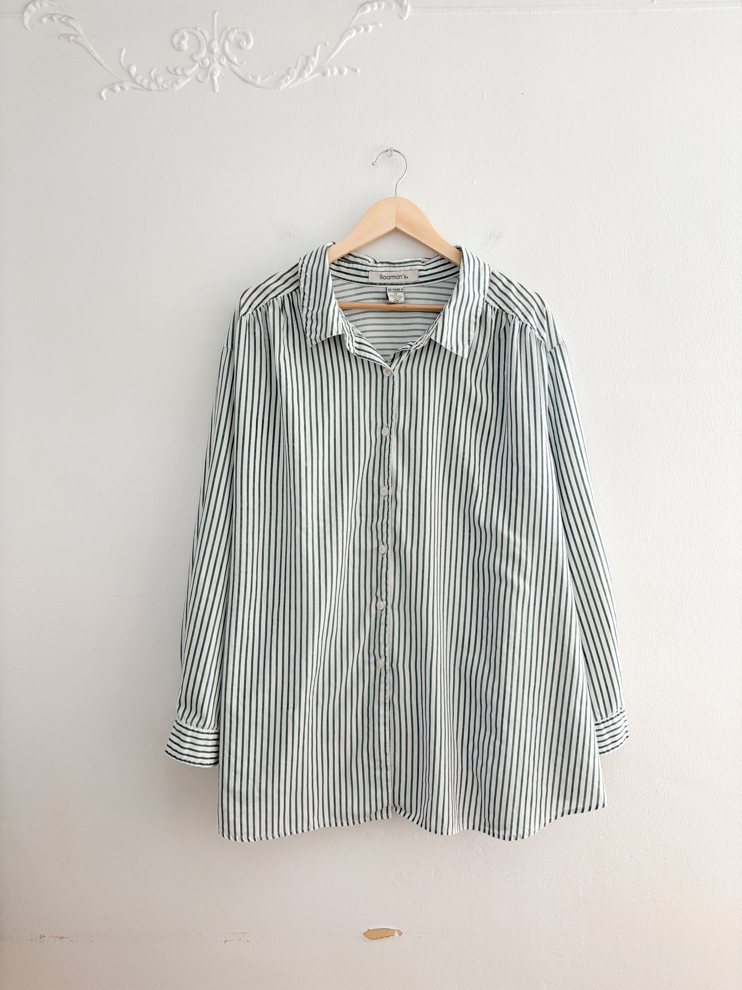 Green Striped Button Up