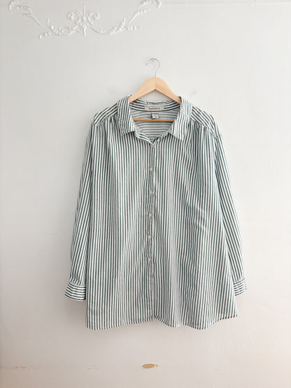 Green Striped Button Up