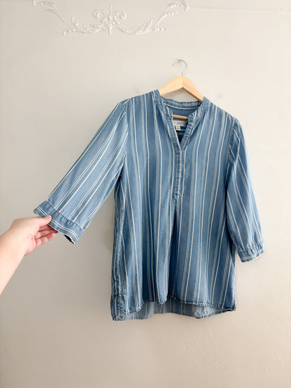 Vintage Blue Striped Blouse (M)
