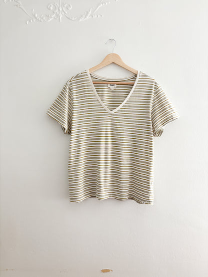 Pact Striped V Neck Tee (XL)