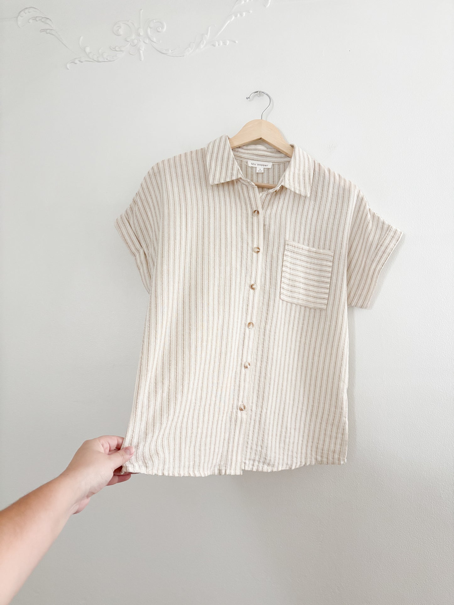 Blu Pepper Striped Button Up (S)