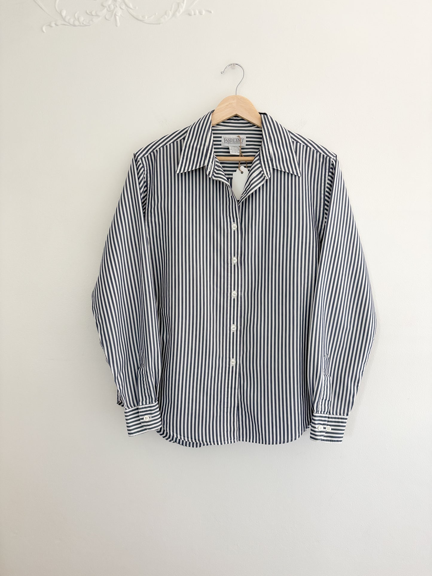 Vintage Lands End Striped Button Up (S/M)