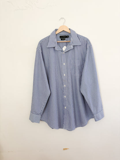 Vintage Ralph Lauren Blue Striped Button Up (18)