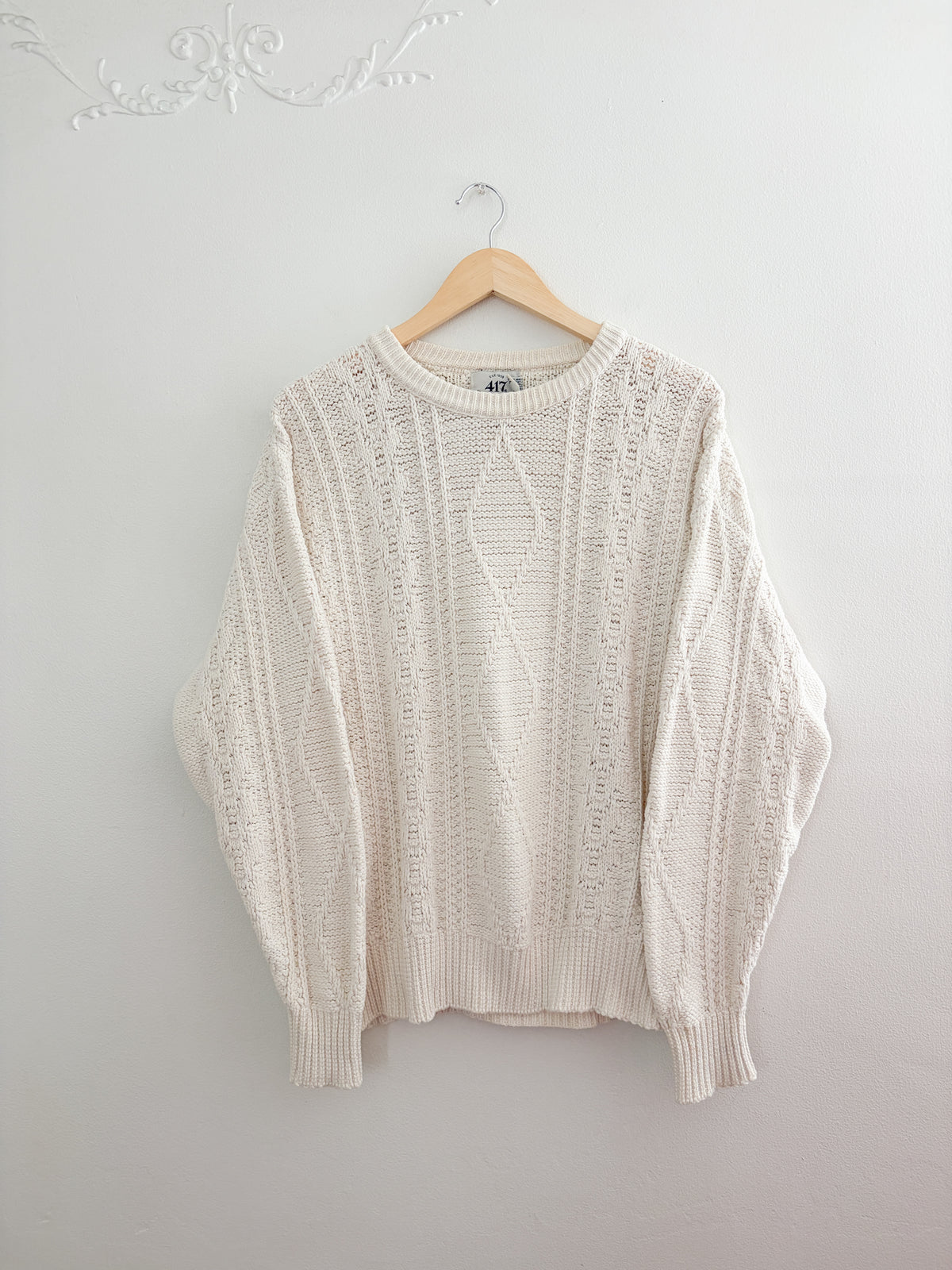 Vintage Cotton Cable Knit Sweater (L)