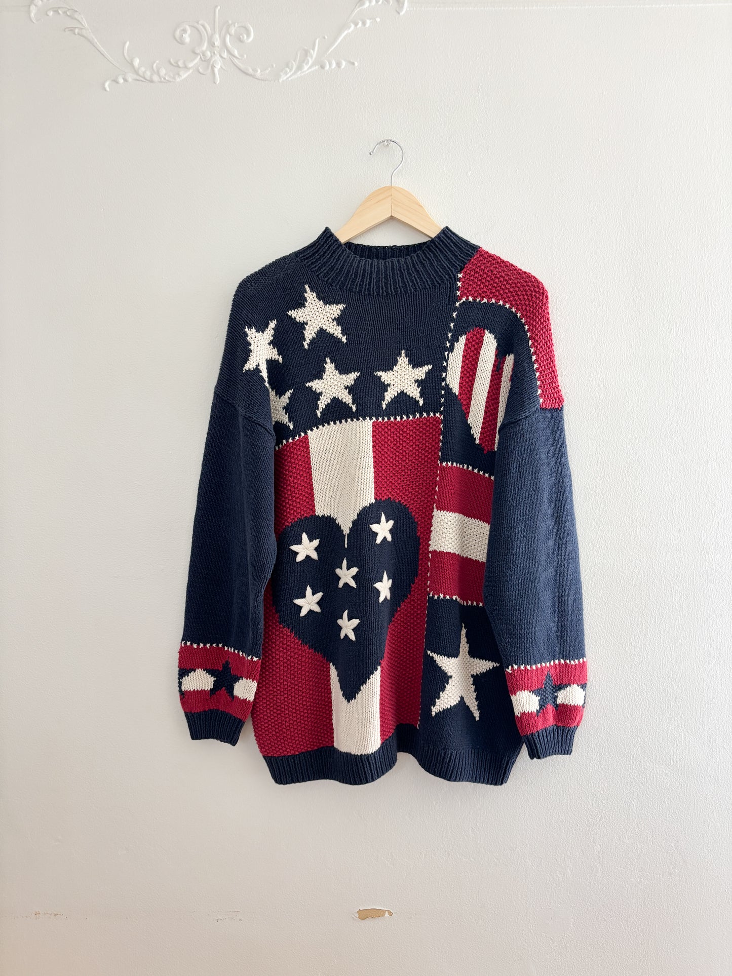 Vintage Hand Knit Patterned Sweater (XL)