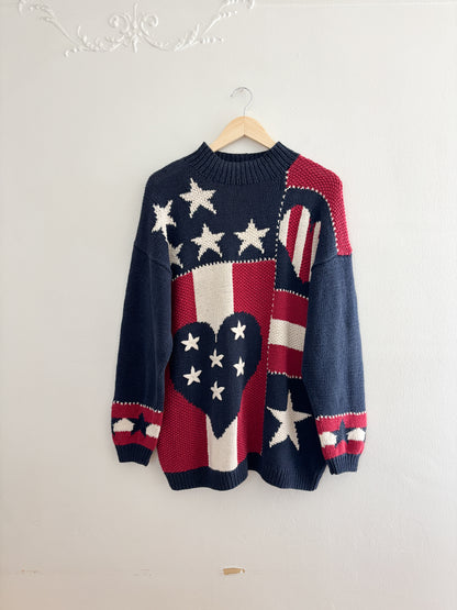 Vintage Hand Knit Patterned Sweater (XL)