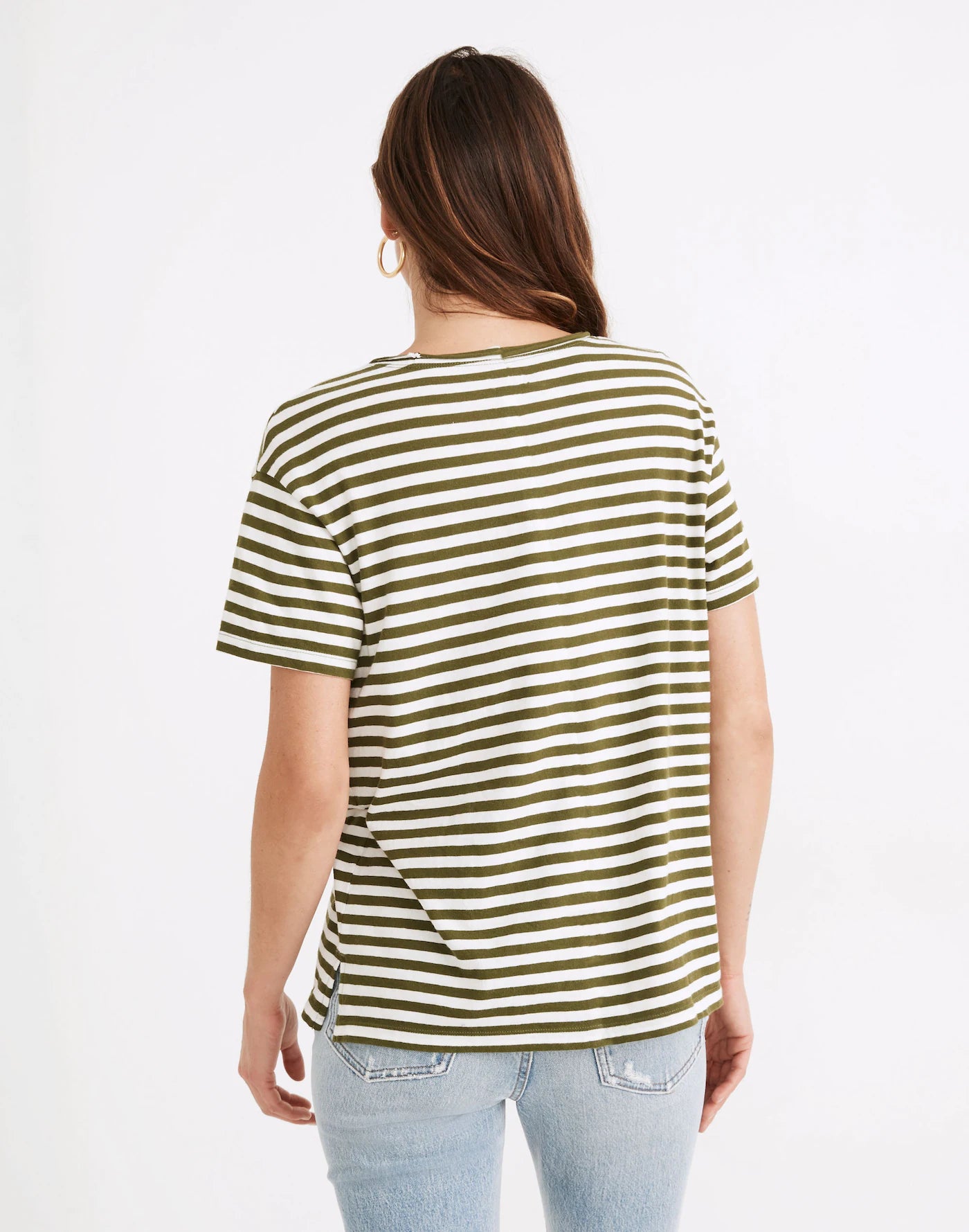 Madewell green striped tee (XS)