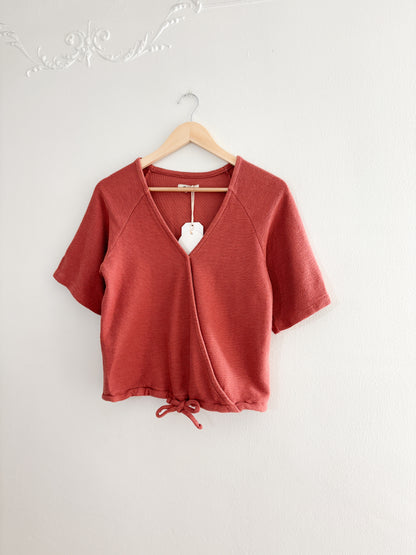 Madewell Drapey Ottoman Jacquard Wrap Top (S)
