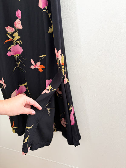 Vintage Black Floral Tie Dress (16)