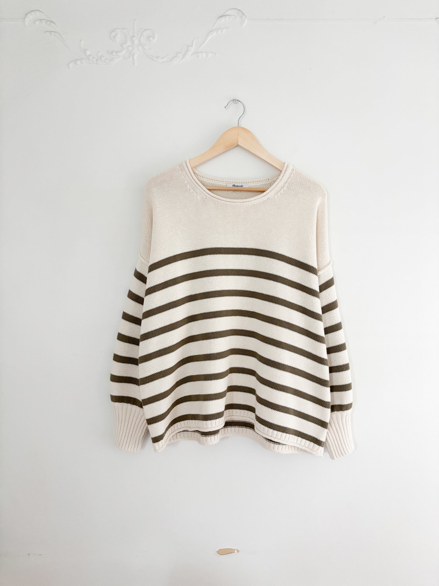 NWT Madewell Conway Green Striped Sweater (L)