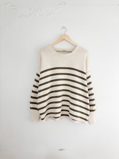 NWT Madewell Conway Green Striped Sweater (L)