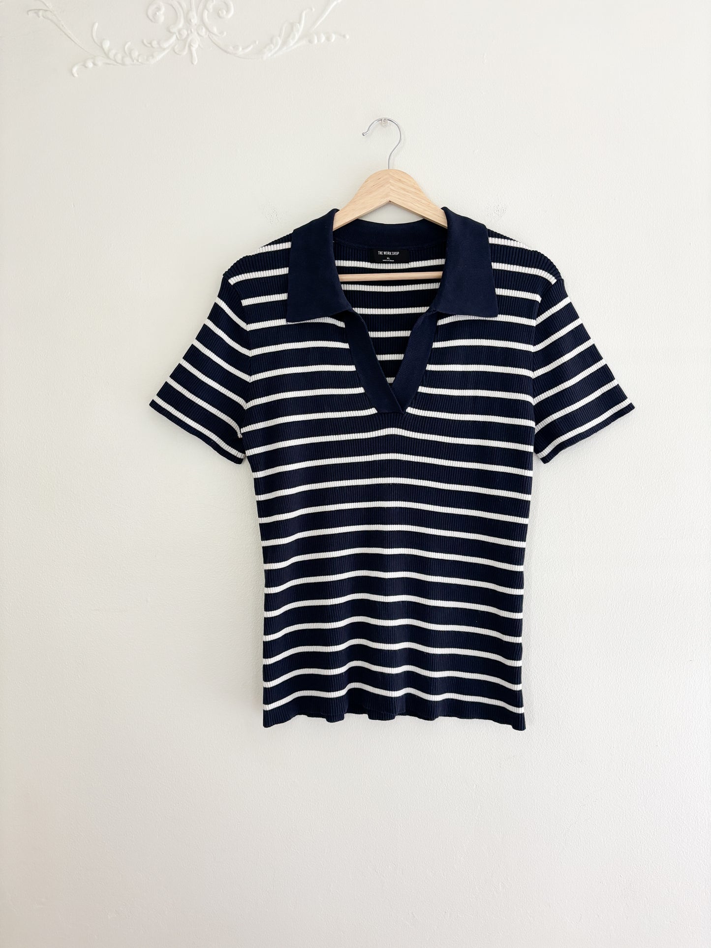 The Workshop Collared Ribbed Top (XL)