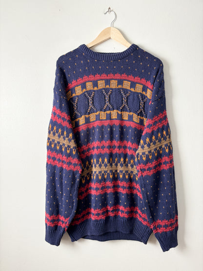 Vintage Patterned Knit Sweater