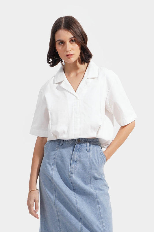 For Me White Cropped Top (M)