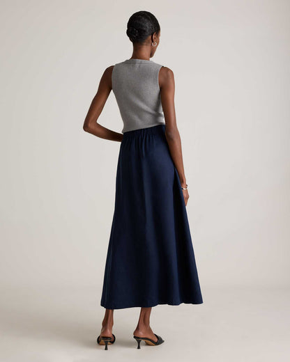 Quince Navy Linen Skirt (L)