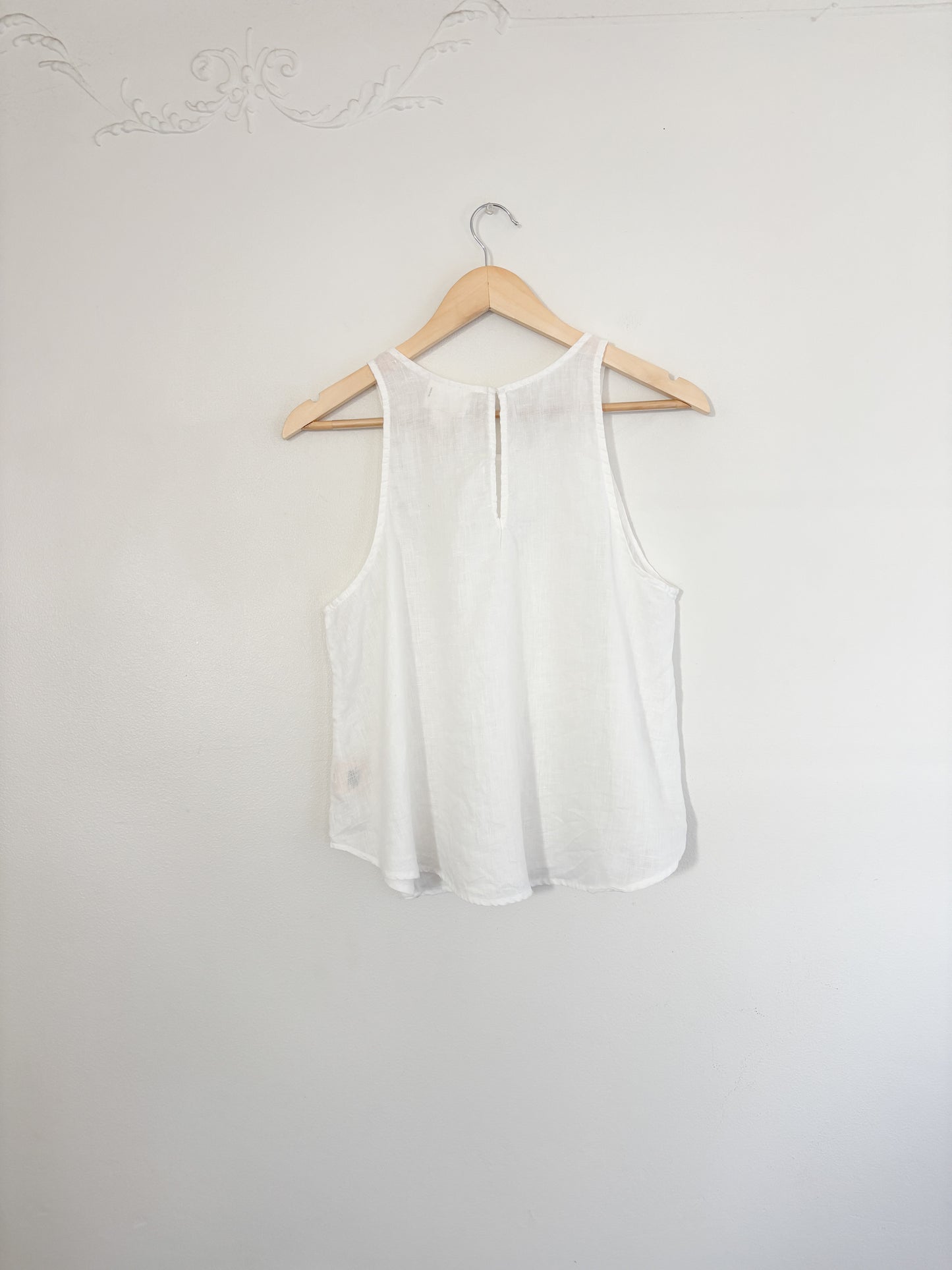 Maeve White Linen Tank Top (S)