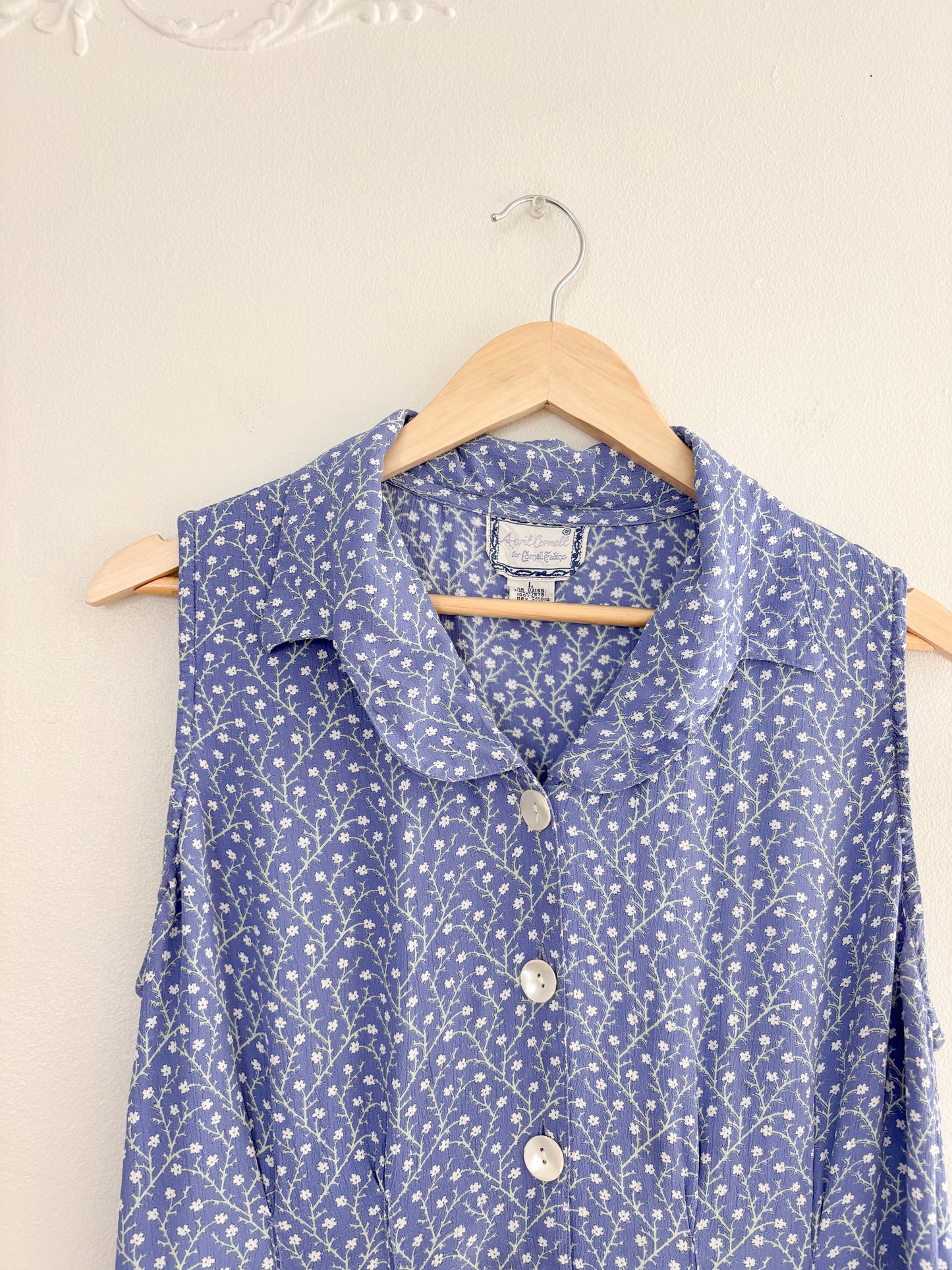 Vintage Blue Floral Maxi Dress (L)