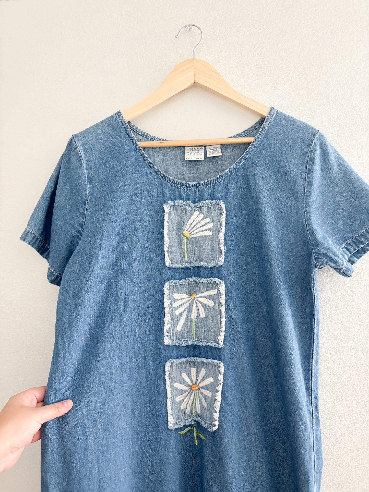 Vintage Floral Denim Dress (S)