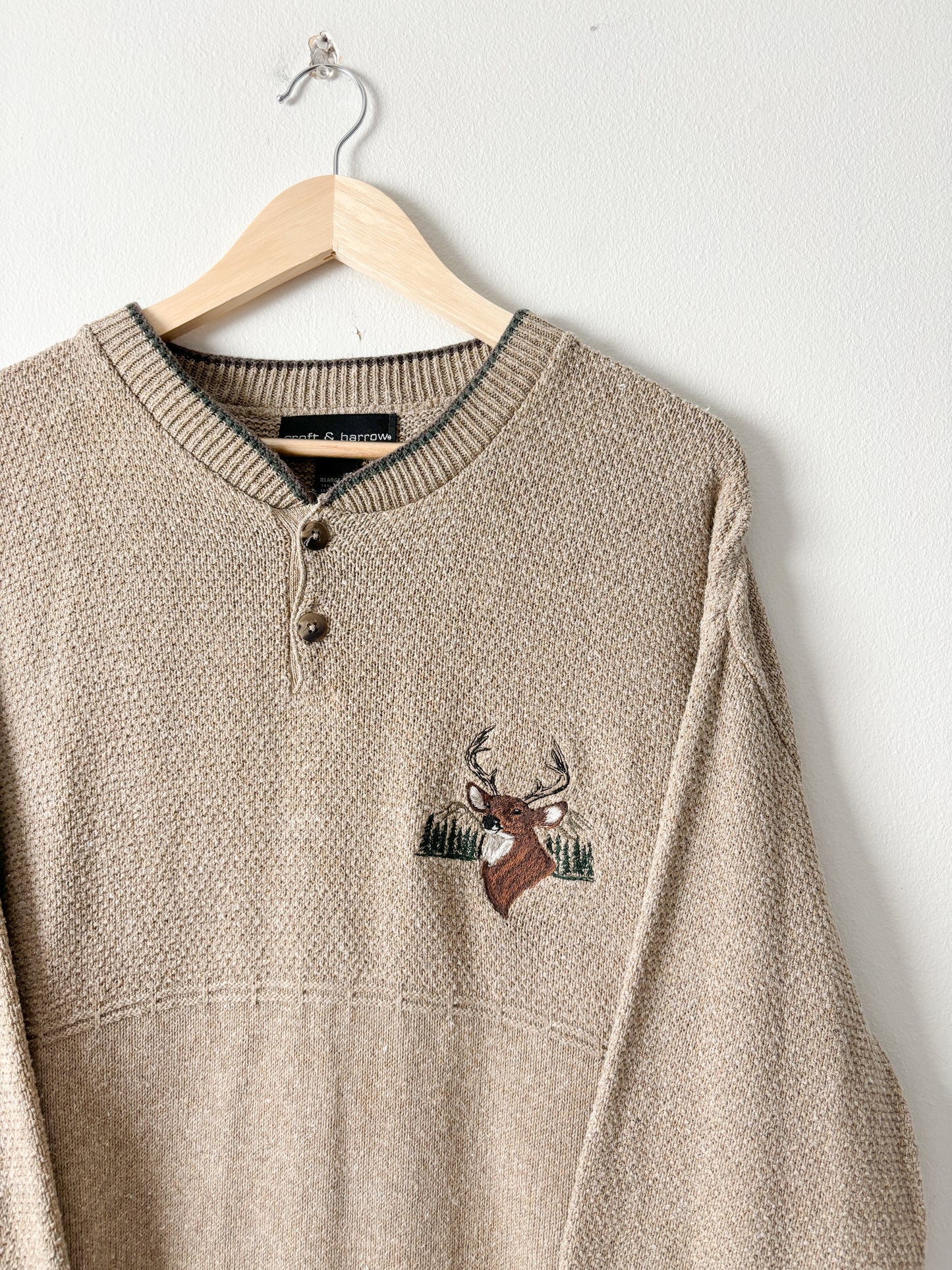 Vintage Stag Henley Sweater