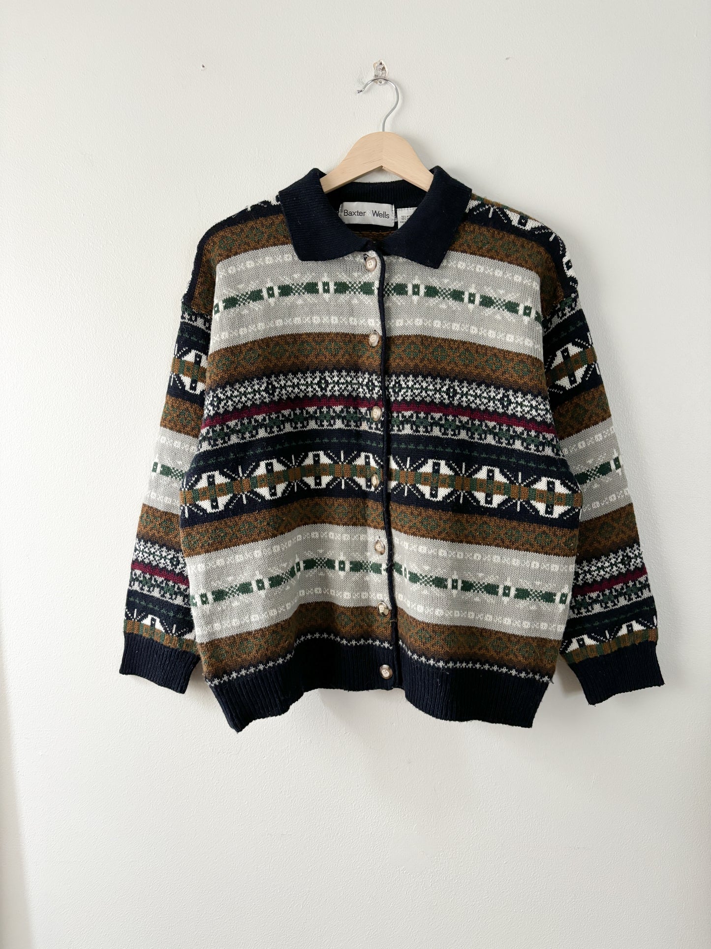 Vintage collared fair isle cardigan