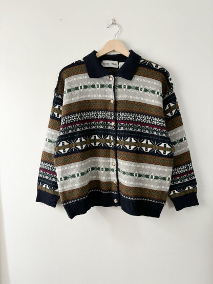 Vintage collared fair isle cardigan