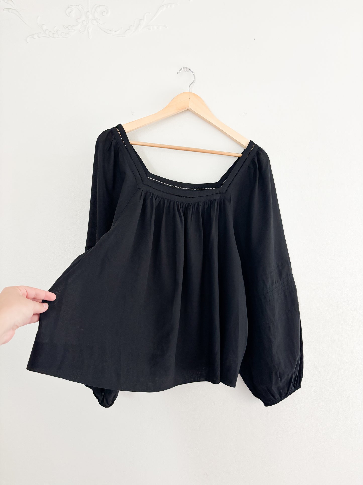 Madewell Black Square Neck Blouse (XL)