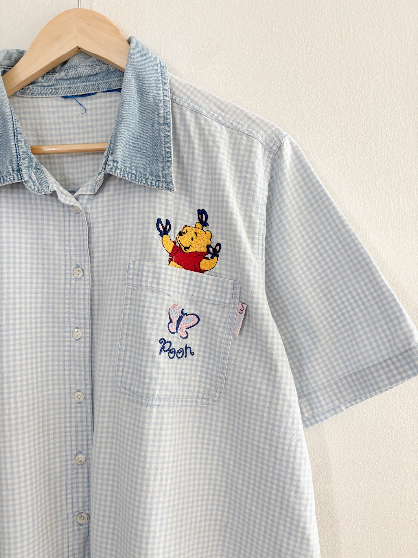 Vintage Pooh Bear Gingham Button Up