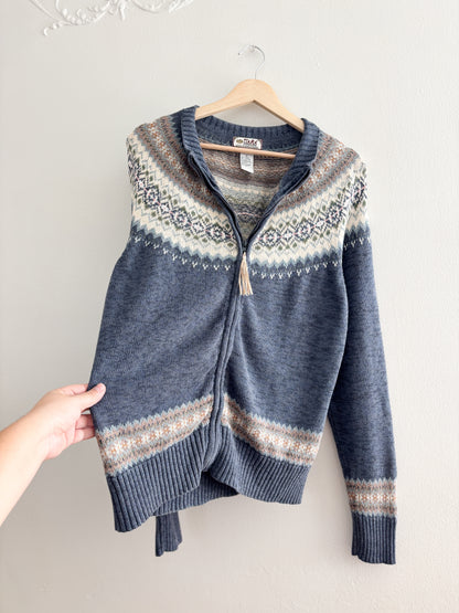 Vintage Fair Isle Zip Up sweater (M)