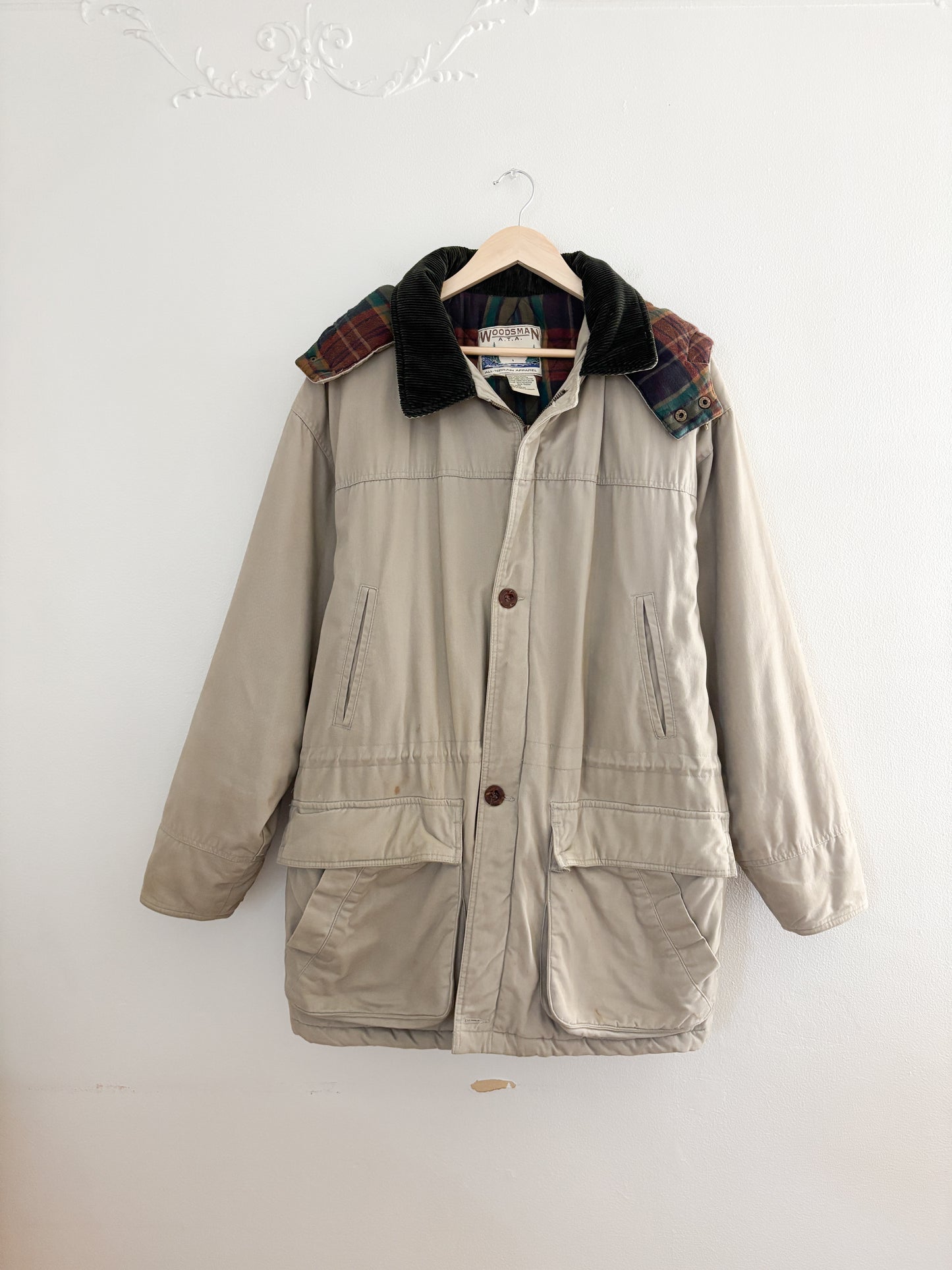 Vintage Plaid Lined Jacket (L)