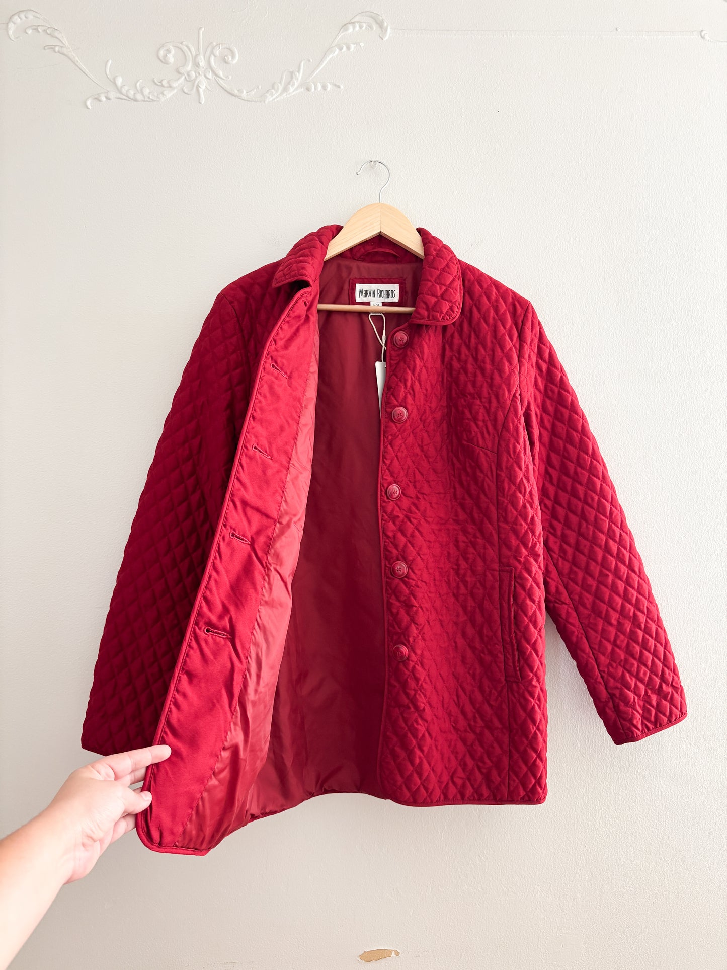 Vintage Red Quilted Puffer Jacket (M)