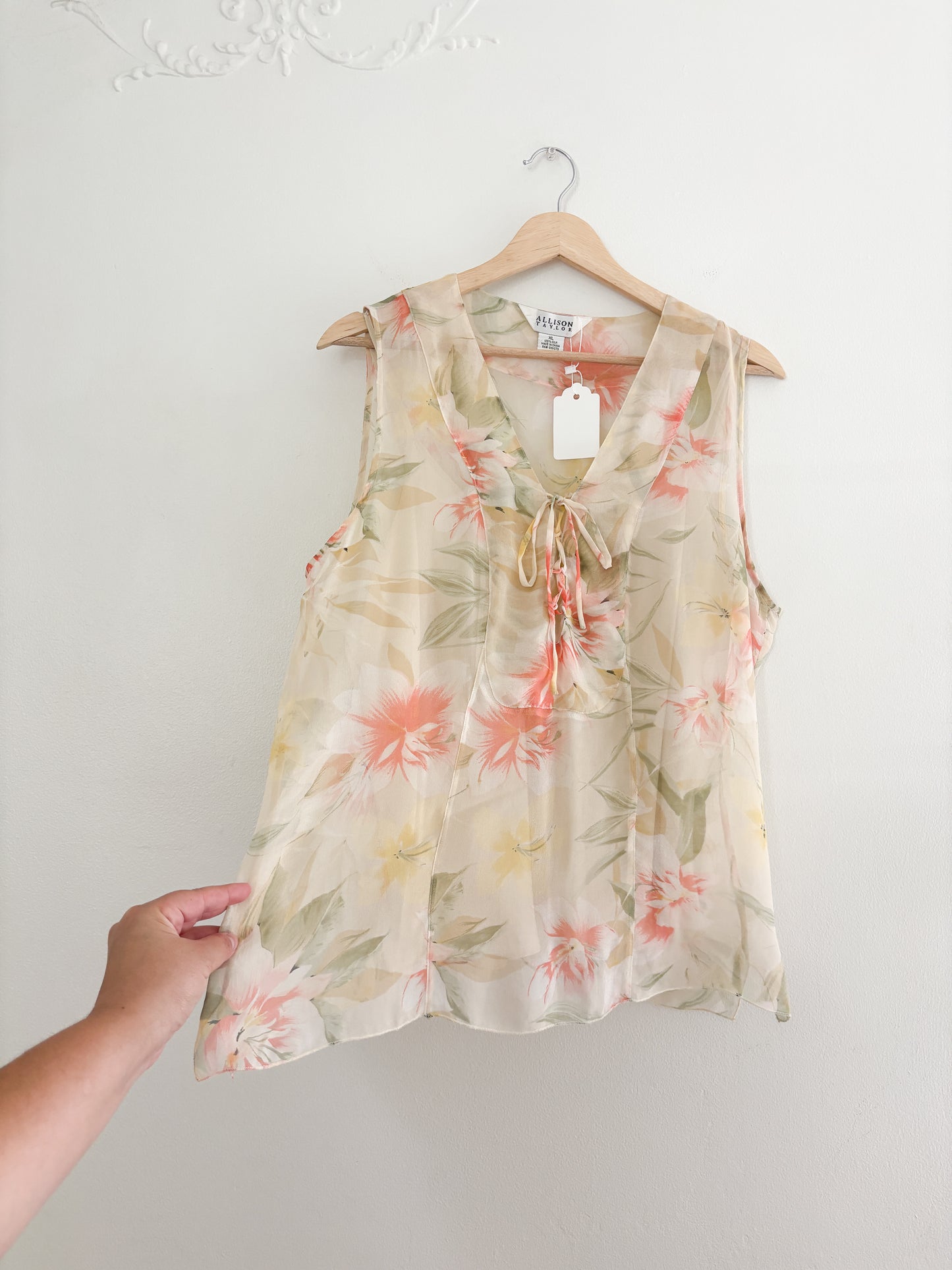 Vintage Silk Floral Blouse (M/L)