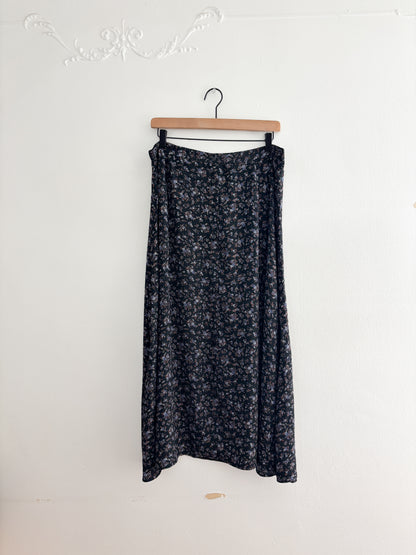 Vintage Black Floral Skirt (31/32”)
