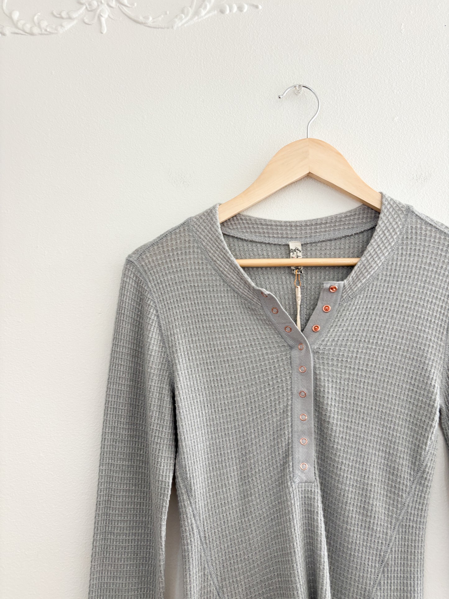 Free People Waffle Henley Top (M)