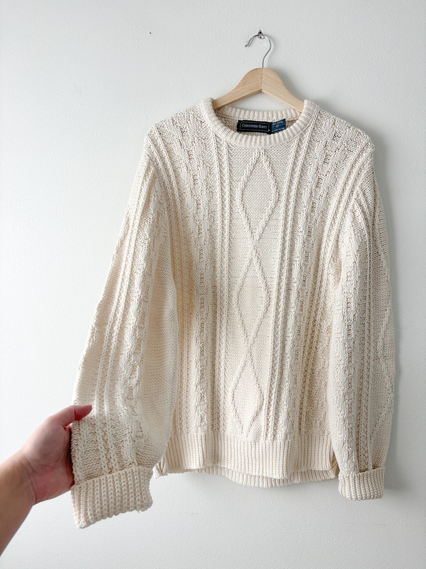 Vintage Cream Cableknit Sweater