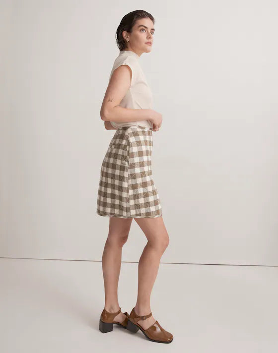Madewell Gingham Quilted Skirt (14)