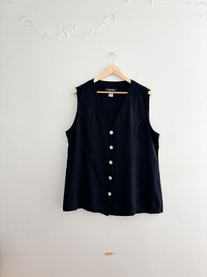 Vintage Linen Blend Black Vest (16)
