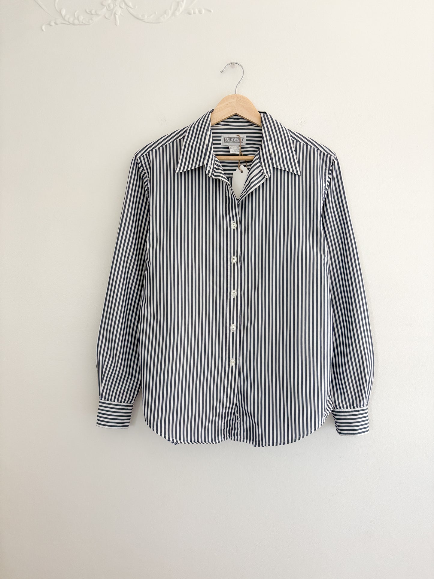 Vintage Lands End Striped Button Up (S/M)