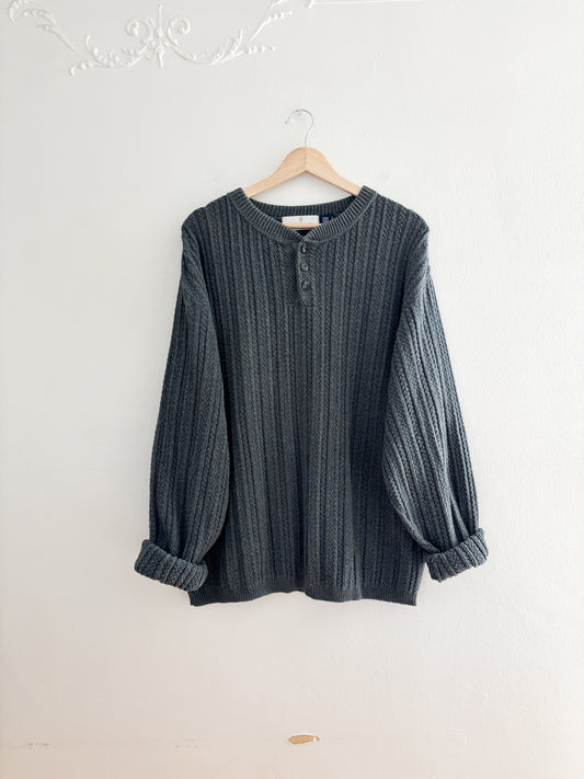 Vintage Bill Blass Henley Sweater (XL)