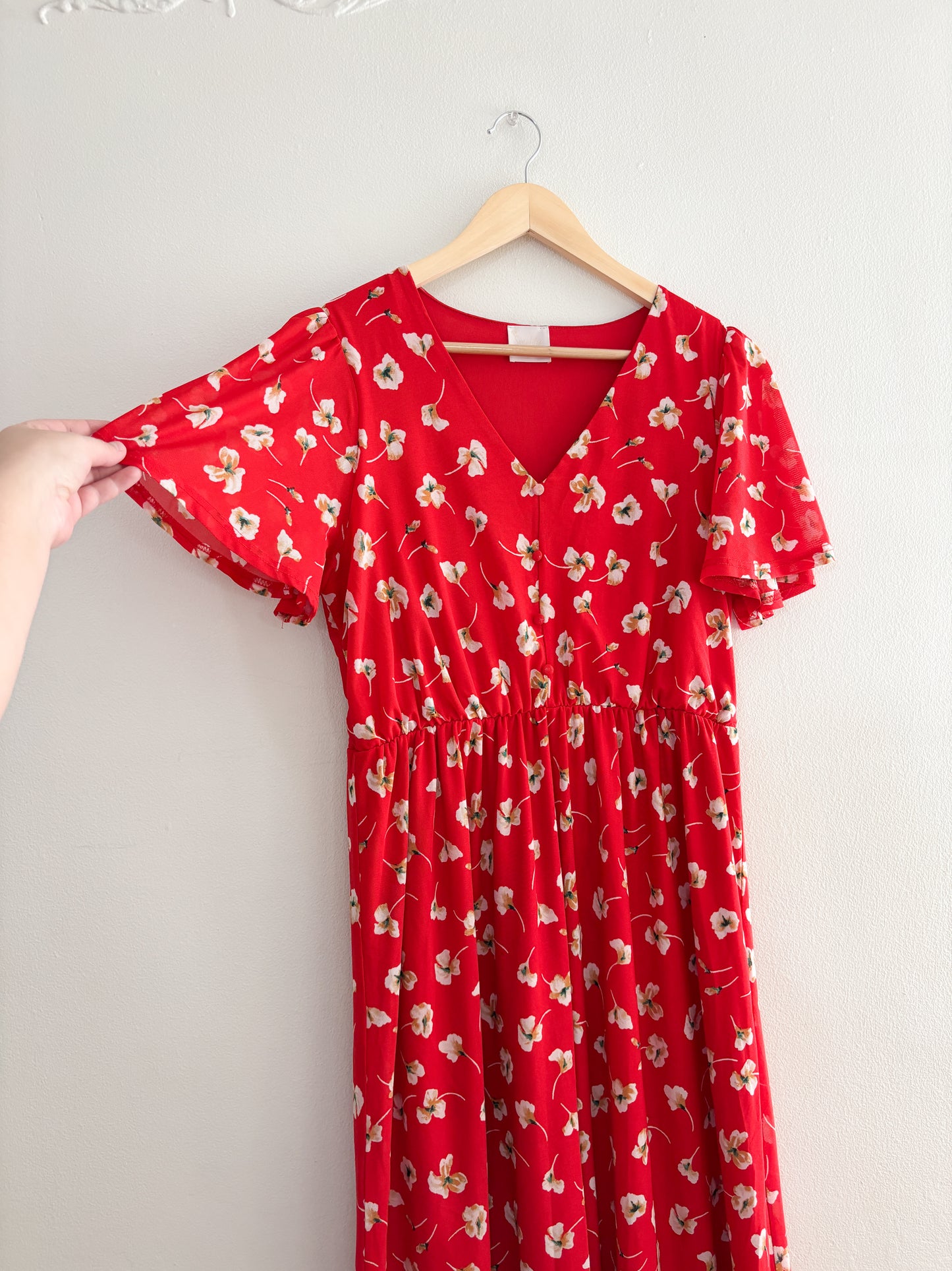 Siren Lily Red Floral Maxi Dress (L)