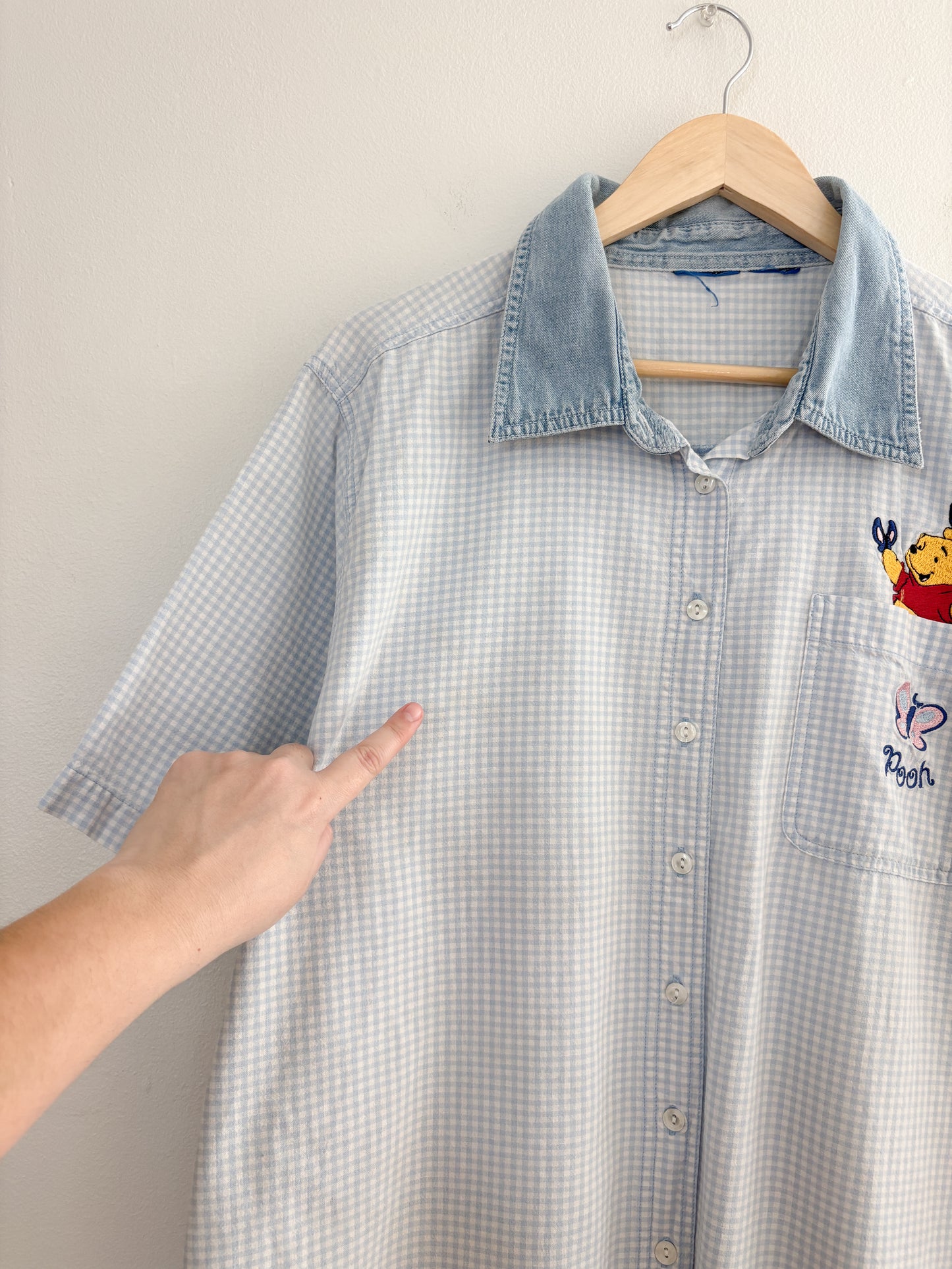Vintage Pooh Bear Gingham Button Up