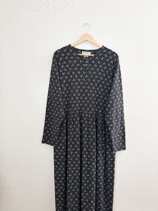 Vintage Eddie Bauer Black Floral Dress (L)