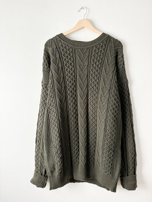 Vintage Olive Cableknit Sweater