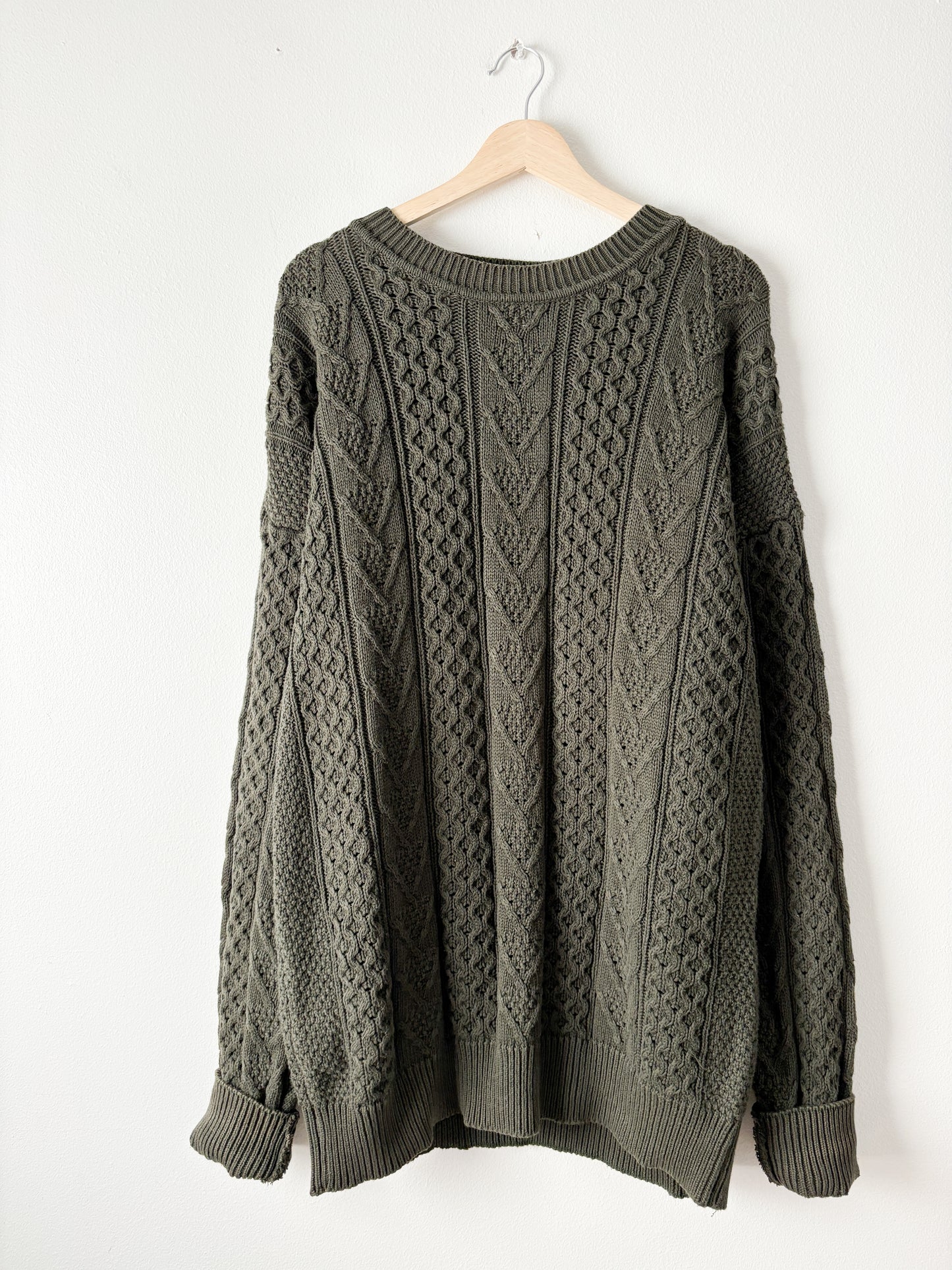 Vintage Olive Cableknit Sweater