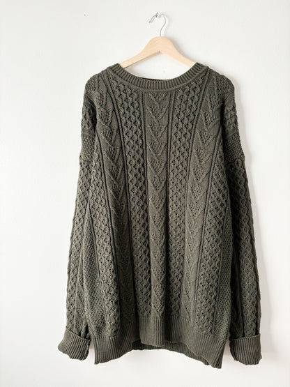 Vintage Olive Cableknit Sweater