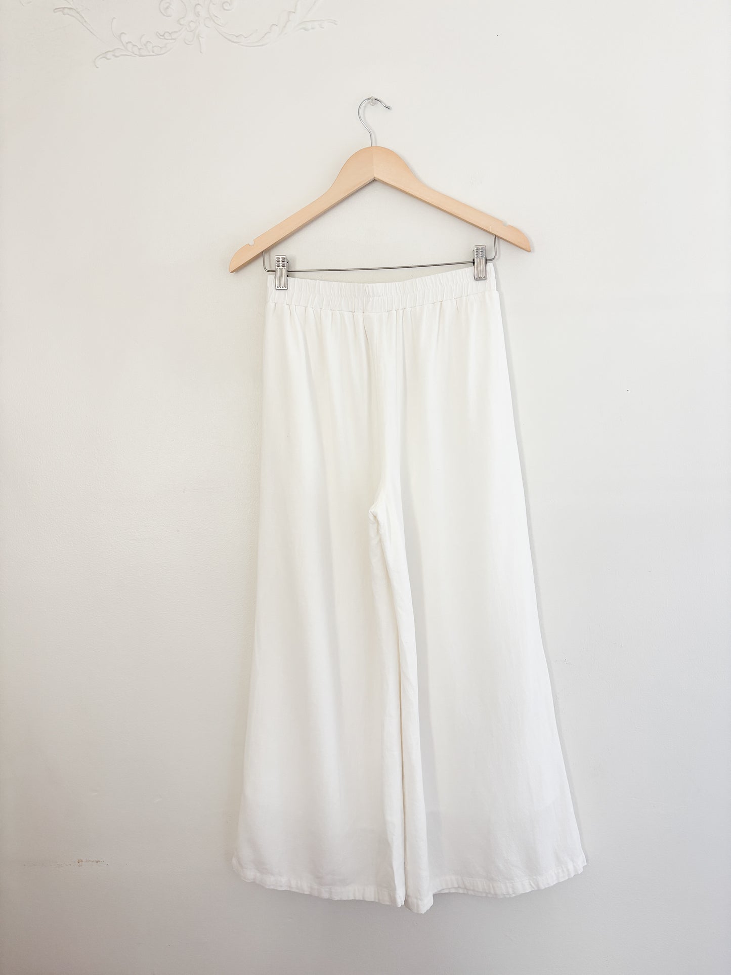 White Easy Wide Leg Pants (S)