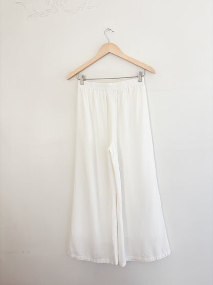 White Easy Wide Leg Pants (S)