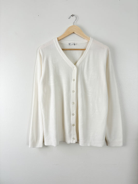 Vintage Floral White Cardigan