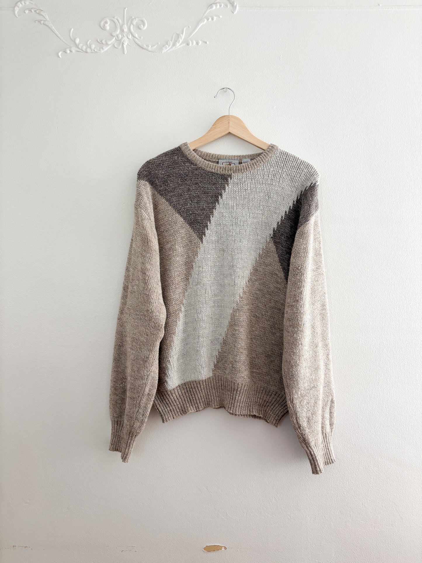 Vintage Wool Blend Patterned Sweater (L)