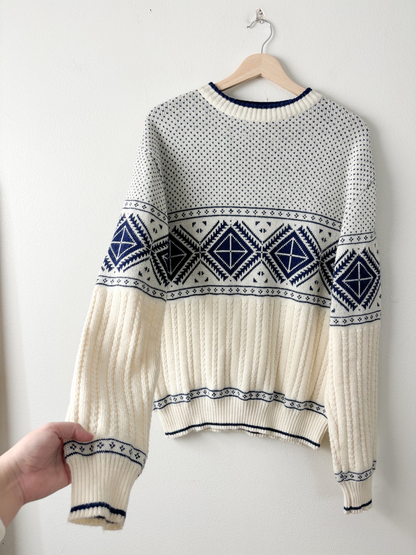 Vintage Blue Fair Isle Patterned Sweater
