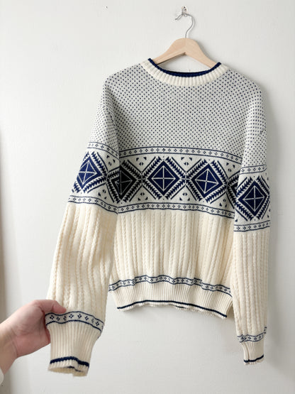 Vintage Blue Fair Isle Patterned Sweater